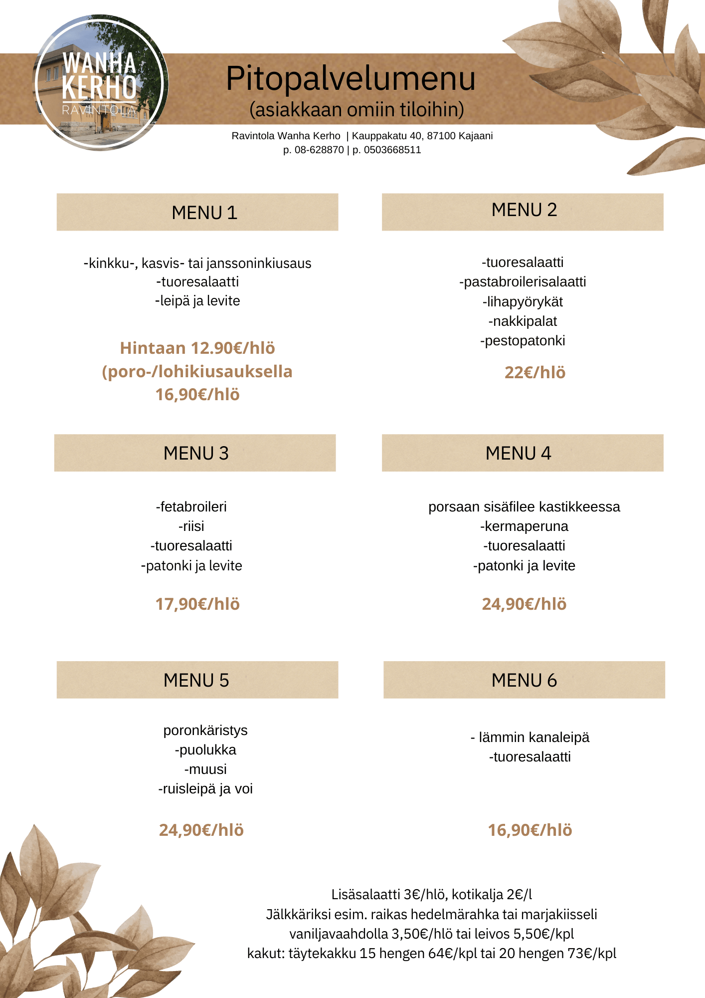 Tilausravintola - Ravintola Wanha Kerho