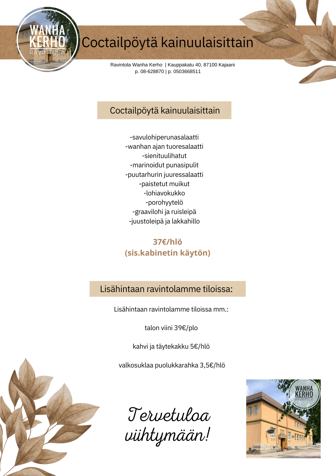 Tilausravintola - Ravintola Wanha Kerho