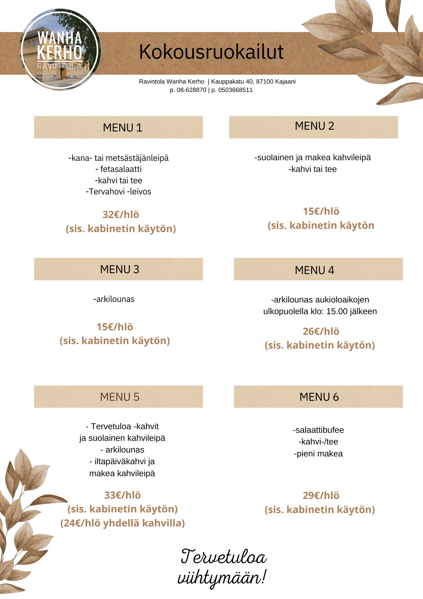 Tilausravintola - Ravintola Wanha Kerho