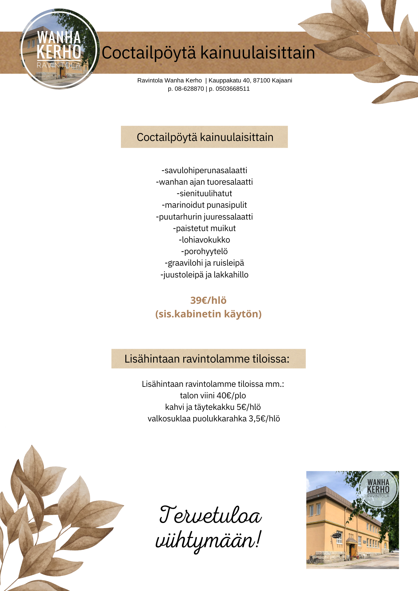 Tilausravintola - Ravintola Wanha Kerho